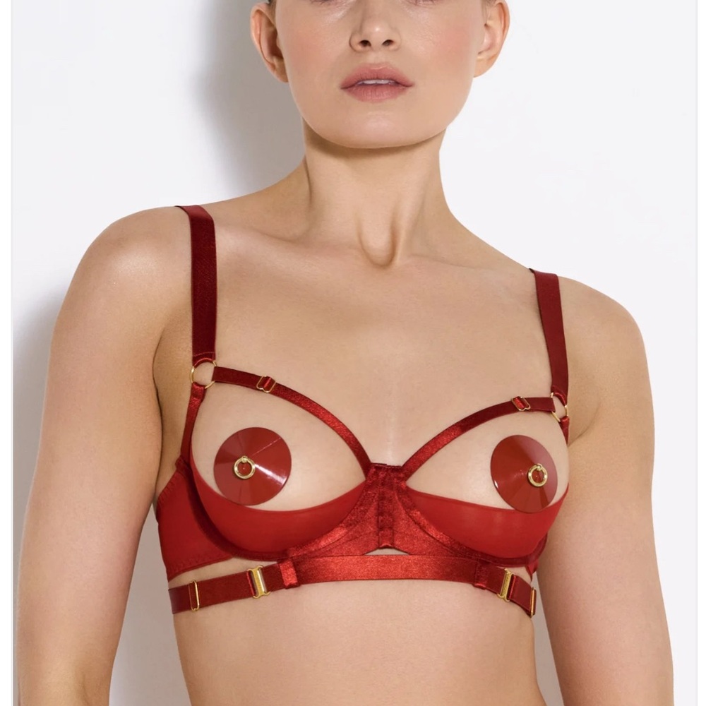 Bordelle red signature shelf bra | small